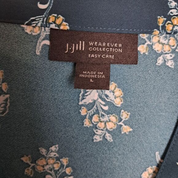 J. Jill Wearever Collection Popover top Print Bohemian Green Large - Picture 2 of 4